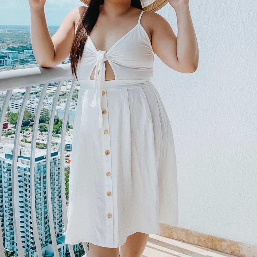 White Tie + Button Summer Dress